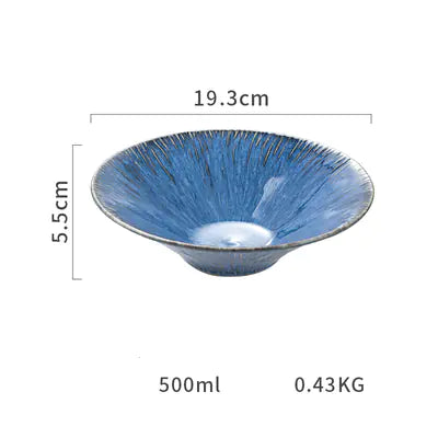 Nordic Blue Ceramic Plate for Steak and Tableware