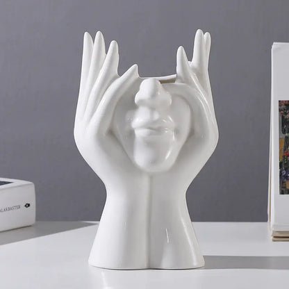 Nordic Creative White Ceramic Body Art Vase Decor